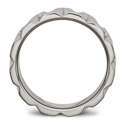 Titan Satiniert und Poliert 8mm Notched Ring