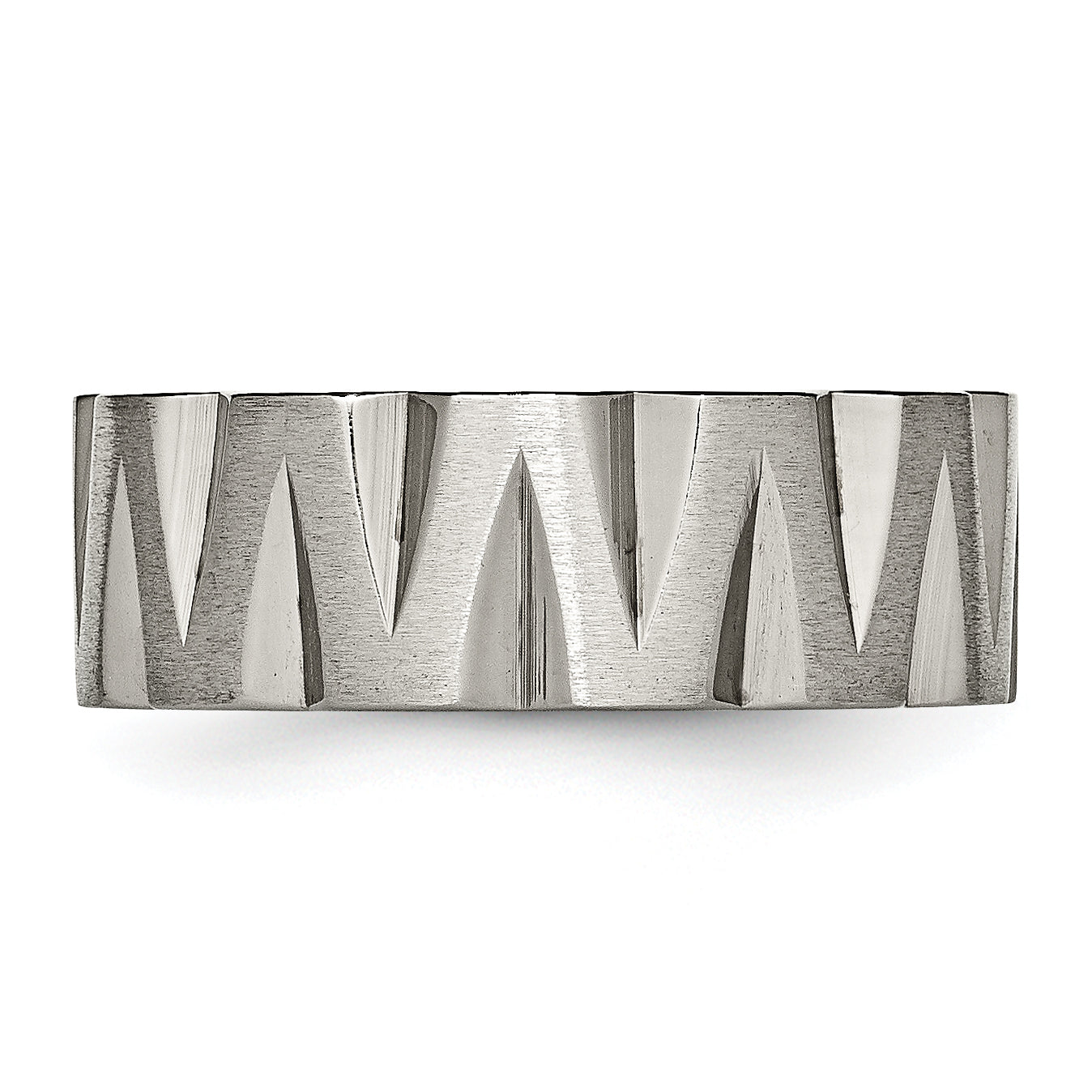 Titan Satiniert und Poliert 8mm Notched Ring
