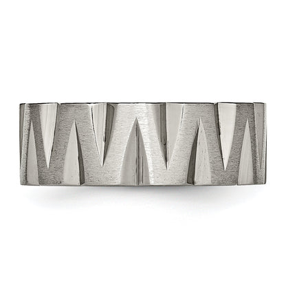 Titan Satiniert und Poliert 8mm Notched Ring