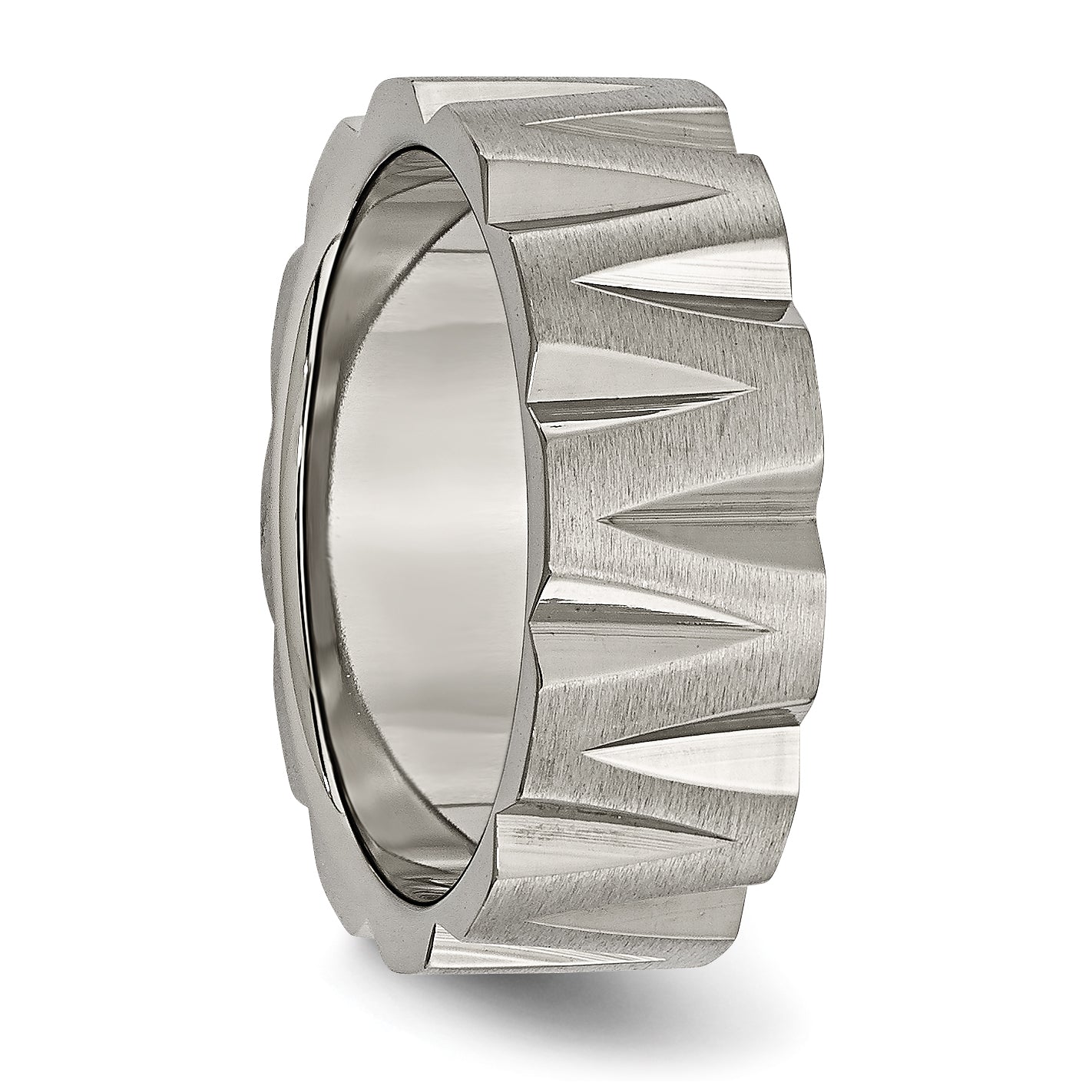 Titan Satiniert und Poliert 8mm Notched Ring