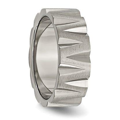 Titan Satiniert und Poliert 8mm Notched Ring