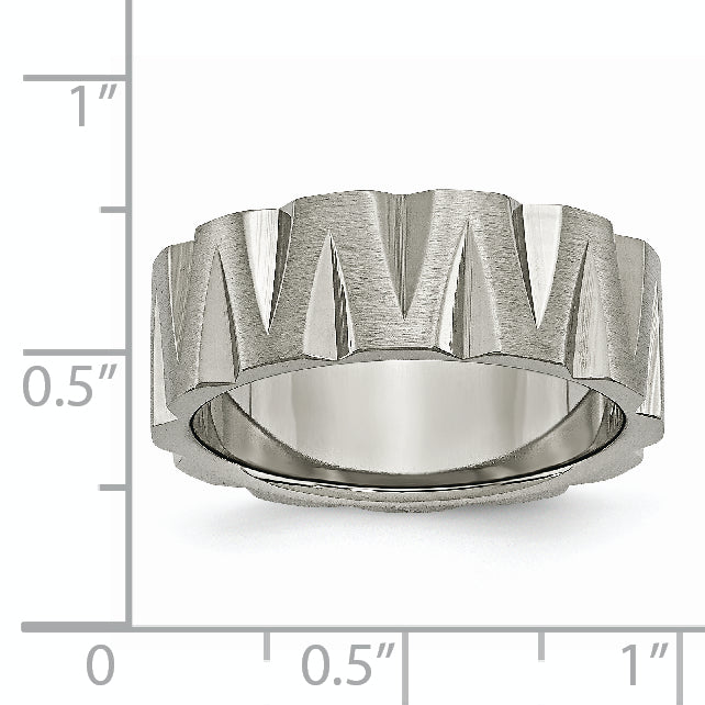 Titan Satiniert und Poliert 8mm Notched Ring