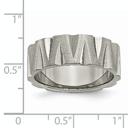 Titan Satiniert und Poliert 8mm Notched Ring