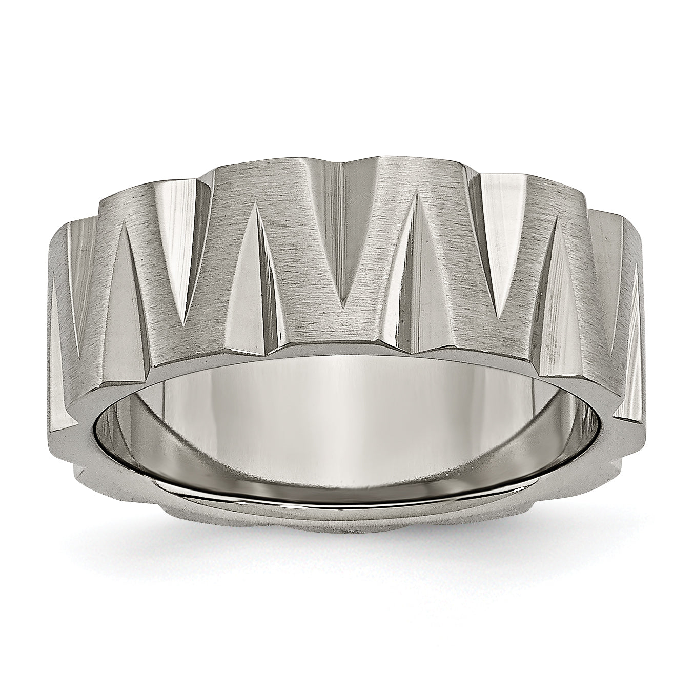 Titan Satiniert und Poliert 8mm Notched Ring