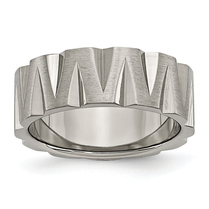 Titan Satiniert und Poliert 8mm Notched Ring