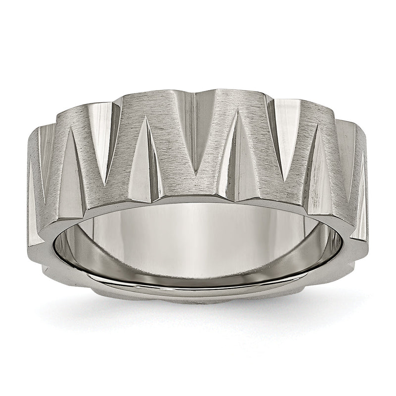 Titan Satiniert und Poliert 8mm Notched Ring