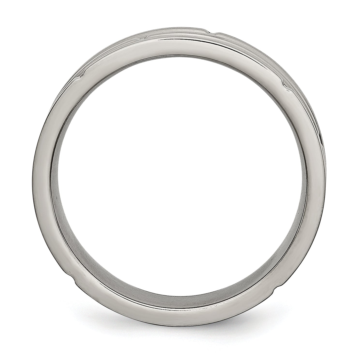 Titan Poliert und Satiniert 6mm Gerillt Ring