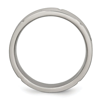 Titan Poliert und Satiniert 6mm Gerillt Ring