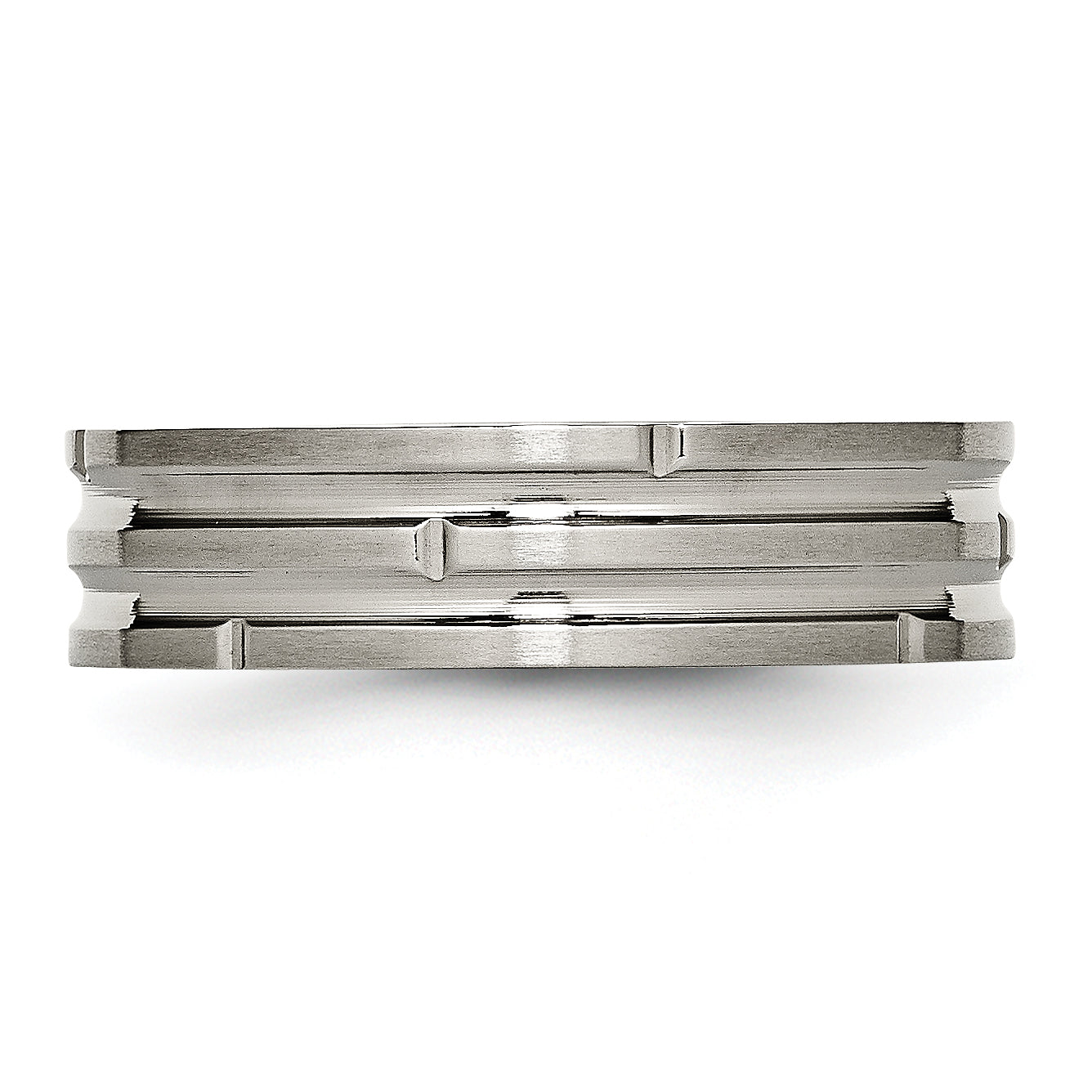 Titan Poliert und Satiniert 6mm Gerillt Ring