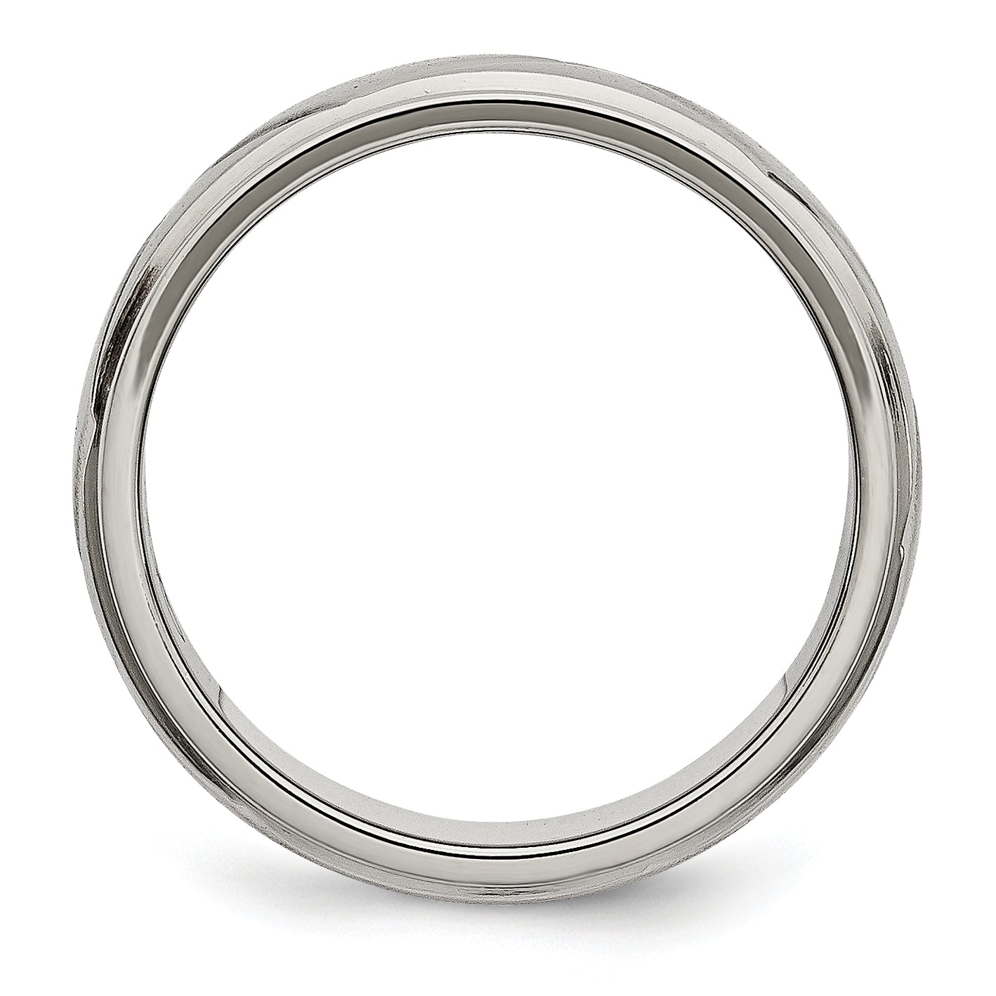 Titan Poliert X Design 8mm Satiniert Mittig Ridged Kante Ring