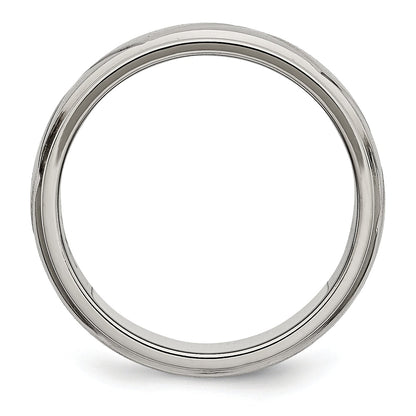 Titan Poliert X Design 8mm Satiniert Mittig Ridged Kante Ring