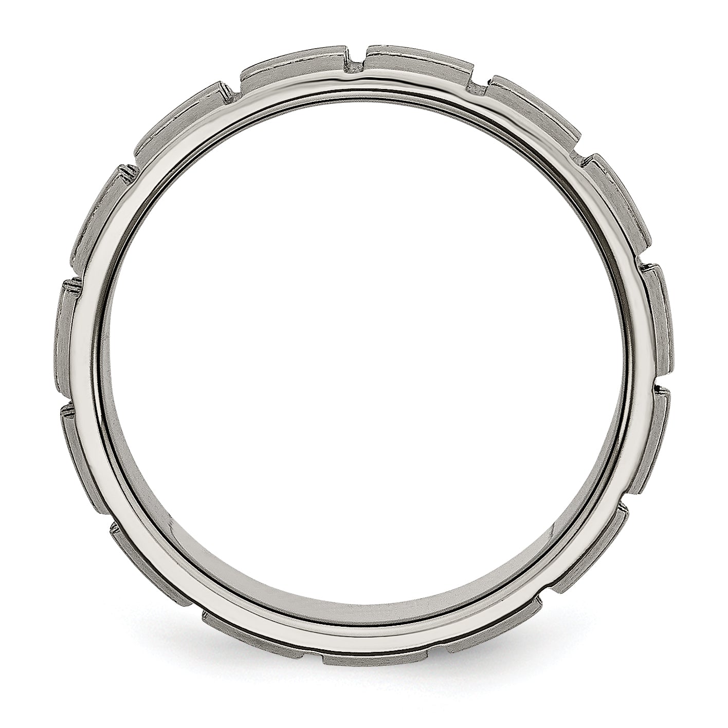 Titan Satiniert 8mm Notched und Gerillt Ring