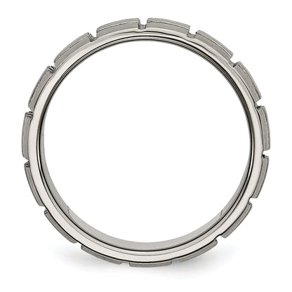 Titan Satiniert 8mm Notched und Gerillt Ring