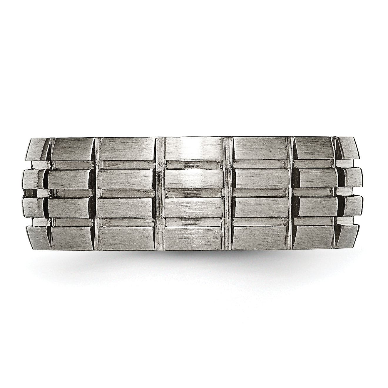 Titan Satiniert 8mm Notched und Gerillt Ring
