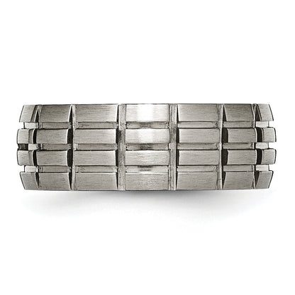 Titan Satiniert 8mm Notched und Gerillt Ring