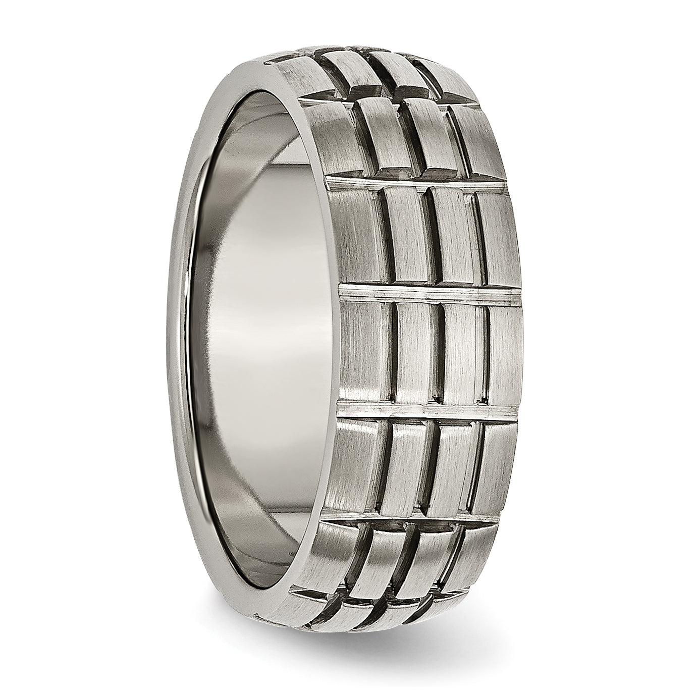 Titan Satiniert 8mm Notched und Gerillt Ring