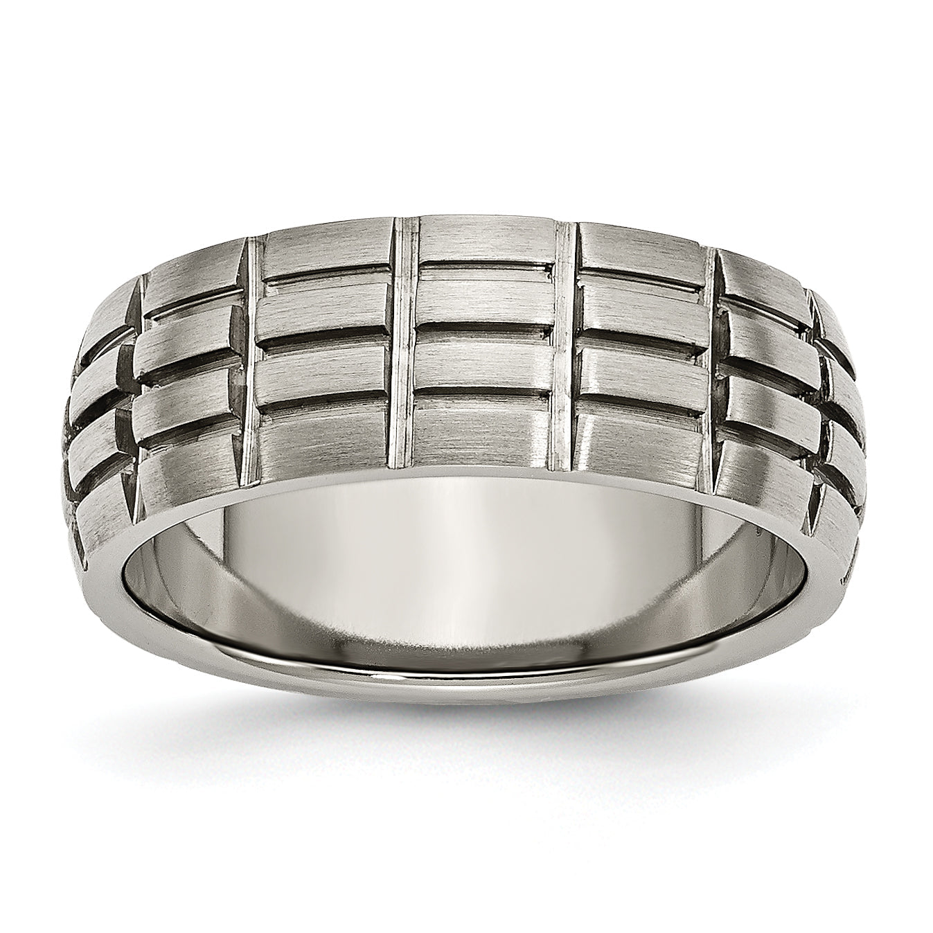 Titan Satiniert 8mm Notched und Gerillt Ring