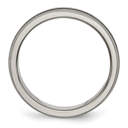 Titan Emailliert Gerillt 6mm Satiniert Ring
