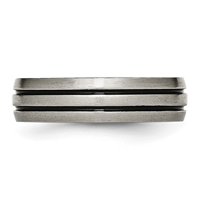 Titan Emailliert Gerillt 6mm Satiniert Ring