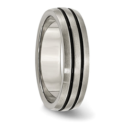 Titan Emailliert Gerillt 6mm Satiniert Ring