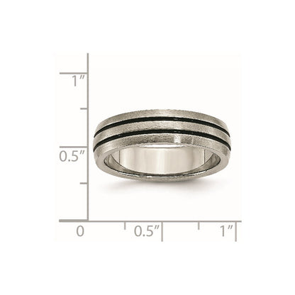 Titan Emailliert Gerillt 6mm Satiniert Ring