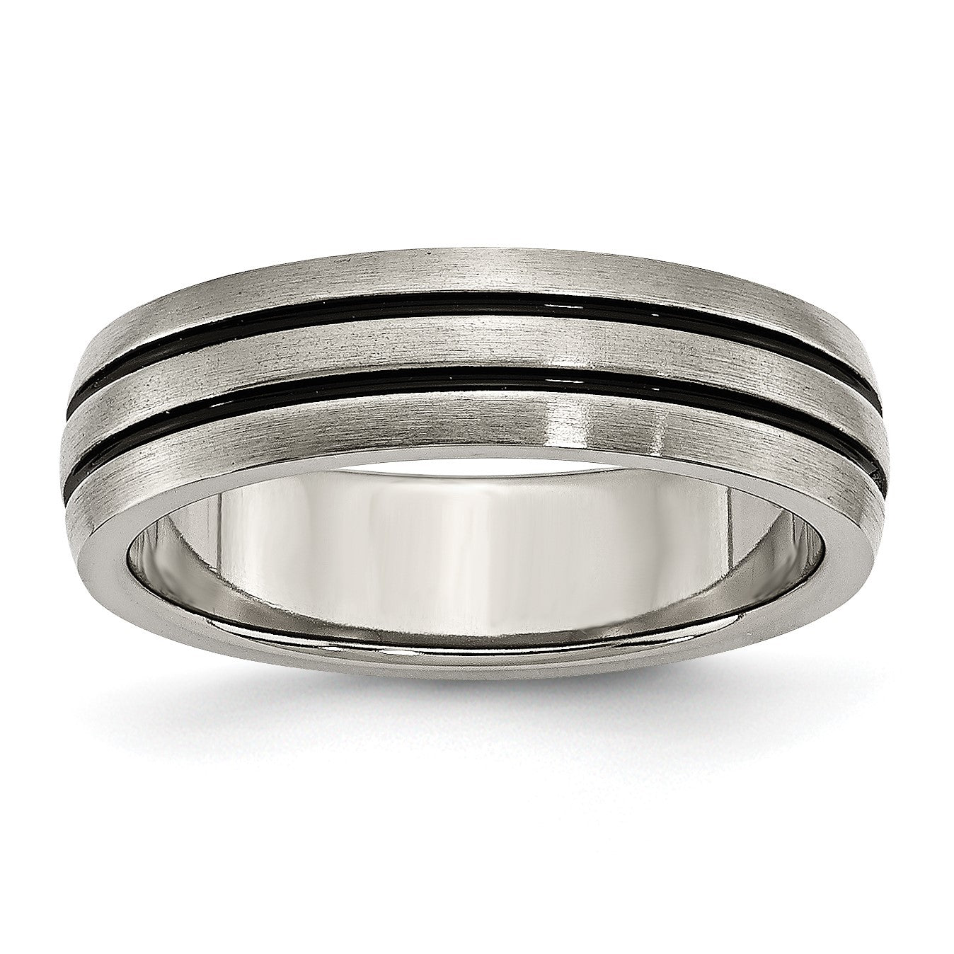 Titan Emailliert Gerillt 6mm Satiniert Ring