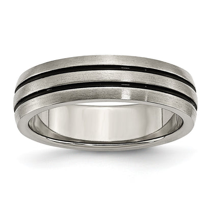 Titan Emailliert Gerillt 6mm Satiniert Ring