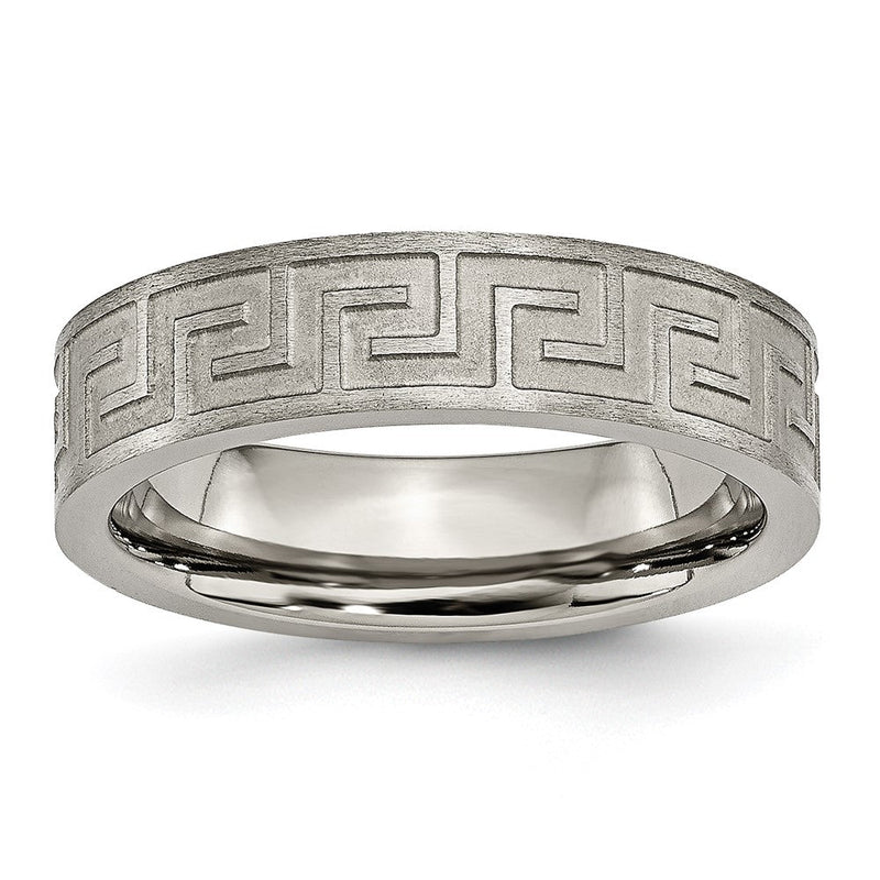 Titan Greek Key 6mm Satiniert & Poliert Ring