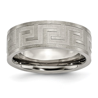 Titan Greek Key 8mm Satiniert & Poliert Ring
