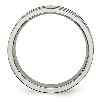 Titan Gebürstet Emailliert Flach 6mm Ring