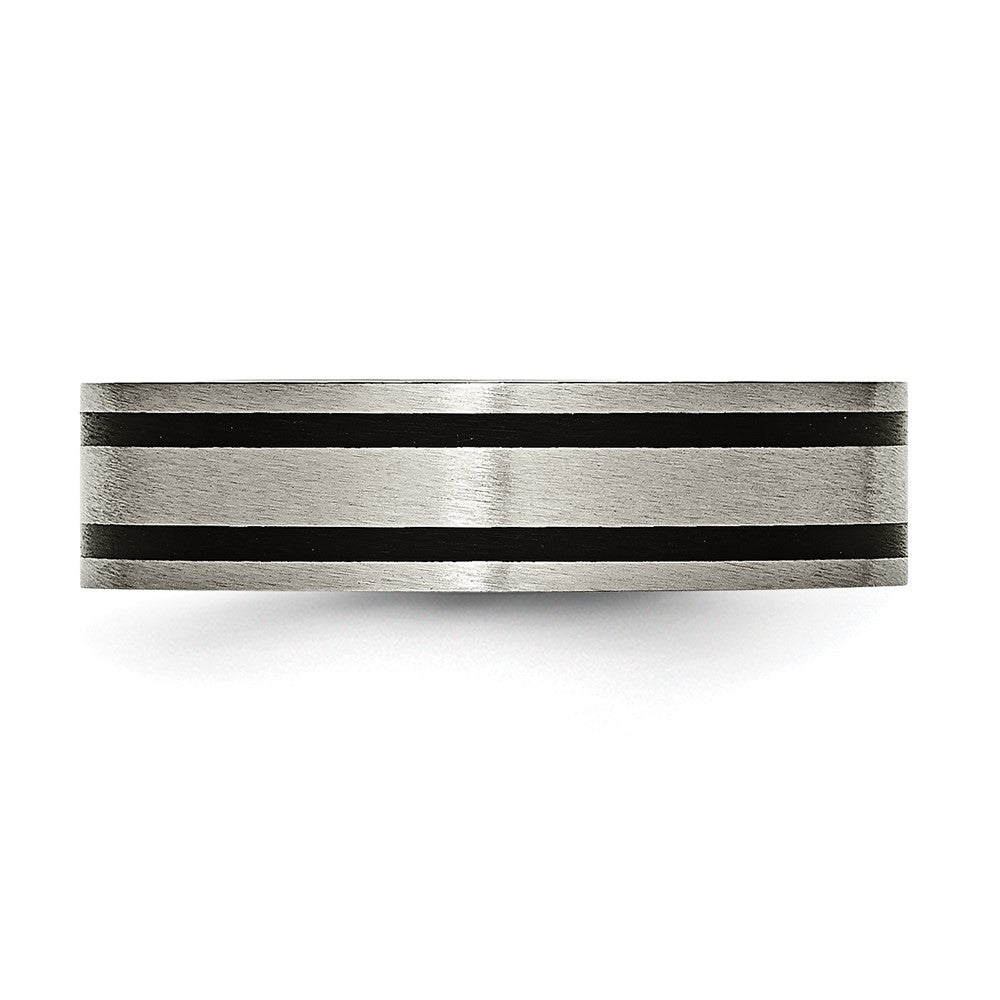 Titan Gebürstet Emailliert Flach 6mm Ring