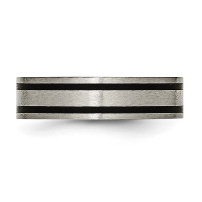 Titan Gebürstet Emailliert Flach 6mm Ring