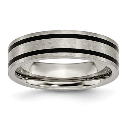 Titan Gebürstet Emailliert Flach 6mm Ring