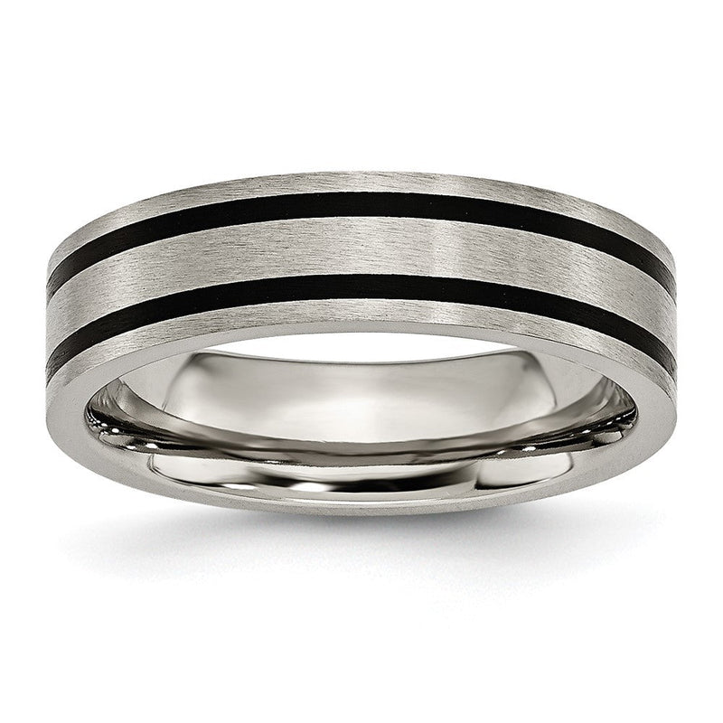 Titan Gebürstet Emailliert Flach 6mm Ring