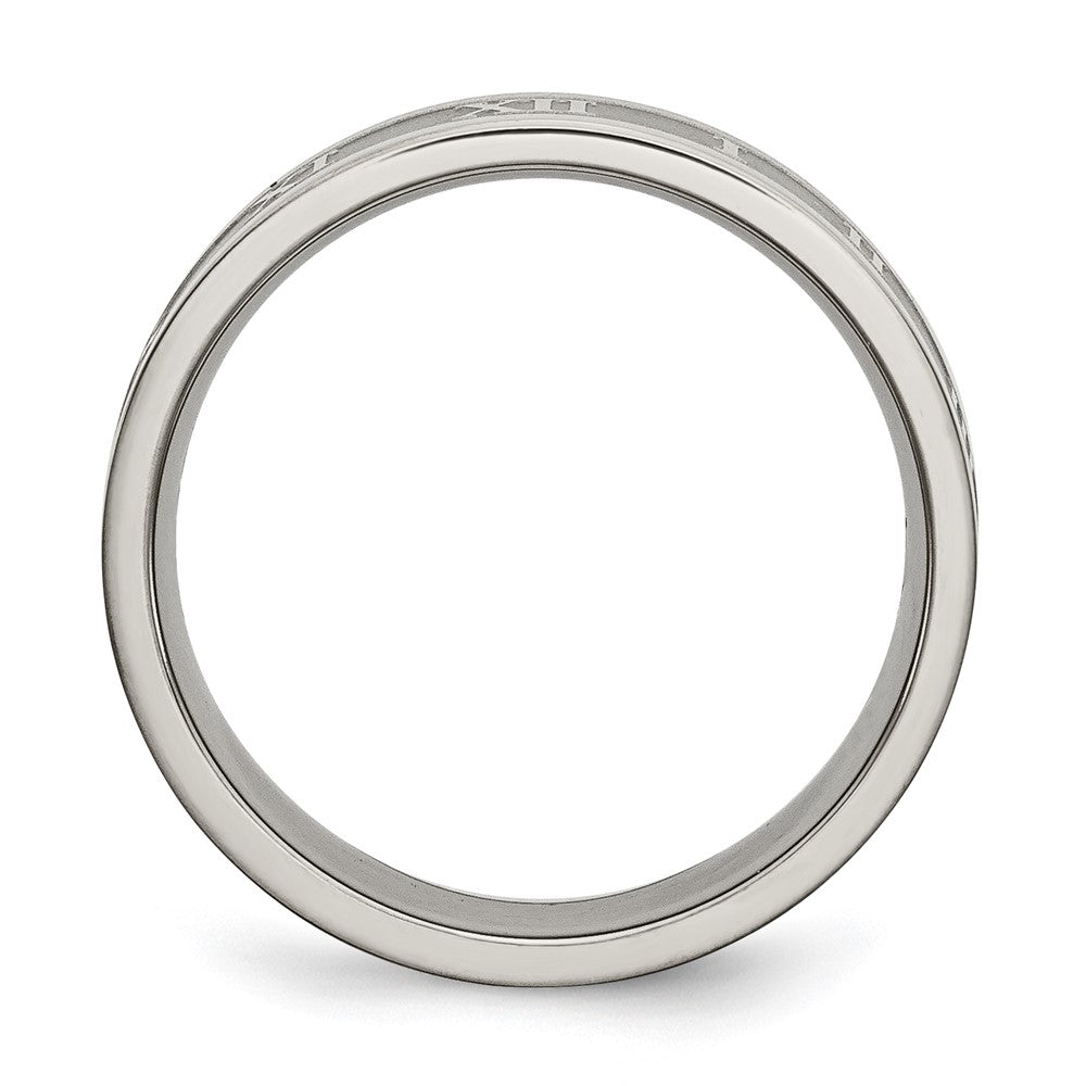 Titan Roman Numerals 6mm Satiniert & Poliert Flach Ring