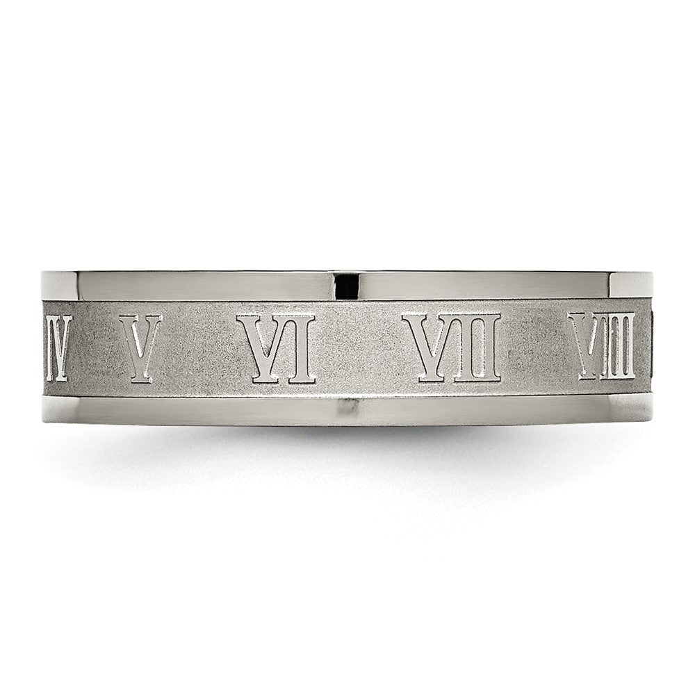 Titan Roman Numerals 6mm Satiniert & Poliert Flach Ring