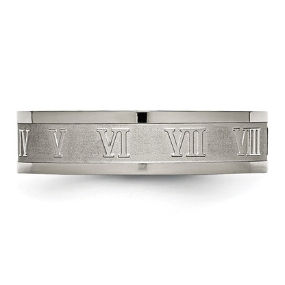 Titan Roman Numerals 6mm Satiniert & Poliert Flach Ring