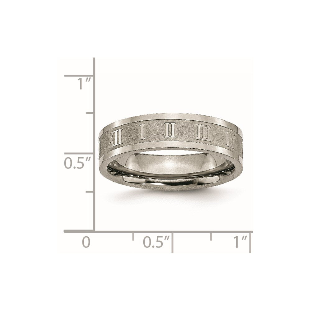 Titan Roman Numerals 6mm Satiniert & Poliert Flach Ring