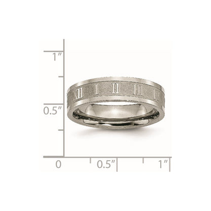 Titan Roman Numerals 6mm Satiniert & Poliert Flach Ring