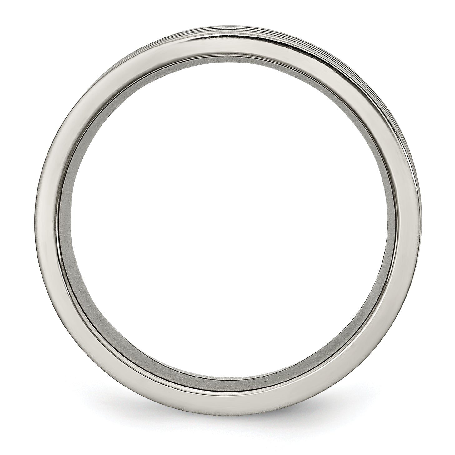 Titan Satiniert und Poliert Schwarz Emaille Striped 6mm Flach Ring