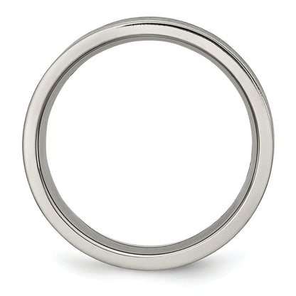 Titan Satiniert und Poliert Schwarz Emaille Striped 6mm Flach Ring