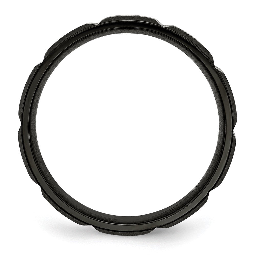 Titan Gerillt Schwarz Ip Beschichtet 6mm Gebürstet und Poliert Ring