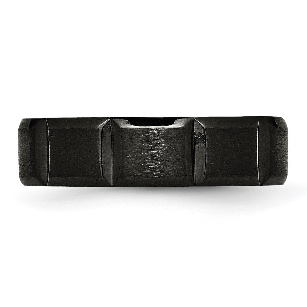 Titan Gerillt Schwarz Ip Beschichtet 6mm Gebürstet und Poliert Ring