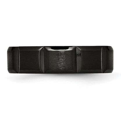 Titan Gerillt Schwarz Ip Beschichtet 6mm Gebürstet und Poliert Ring