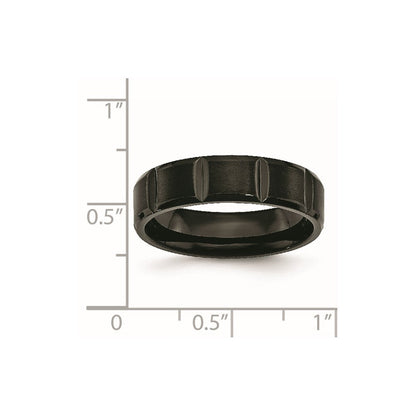Titan Gerillt Schwarz Ip Beschichtet 6mm Gebürstet und Poliert Ring
