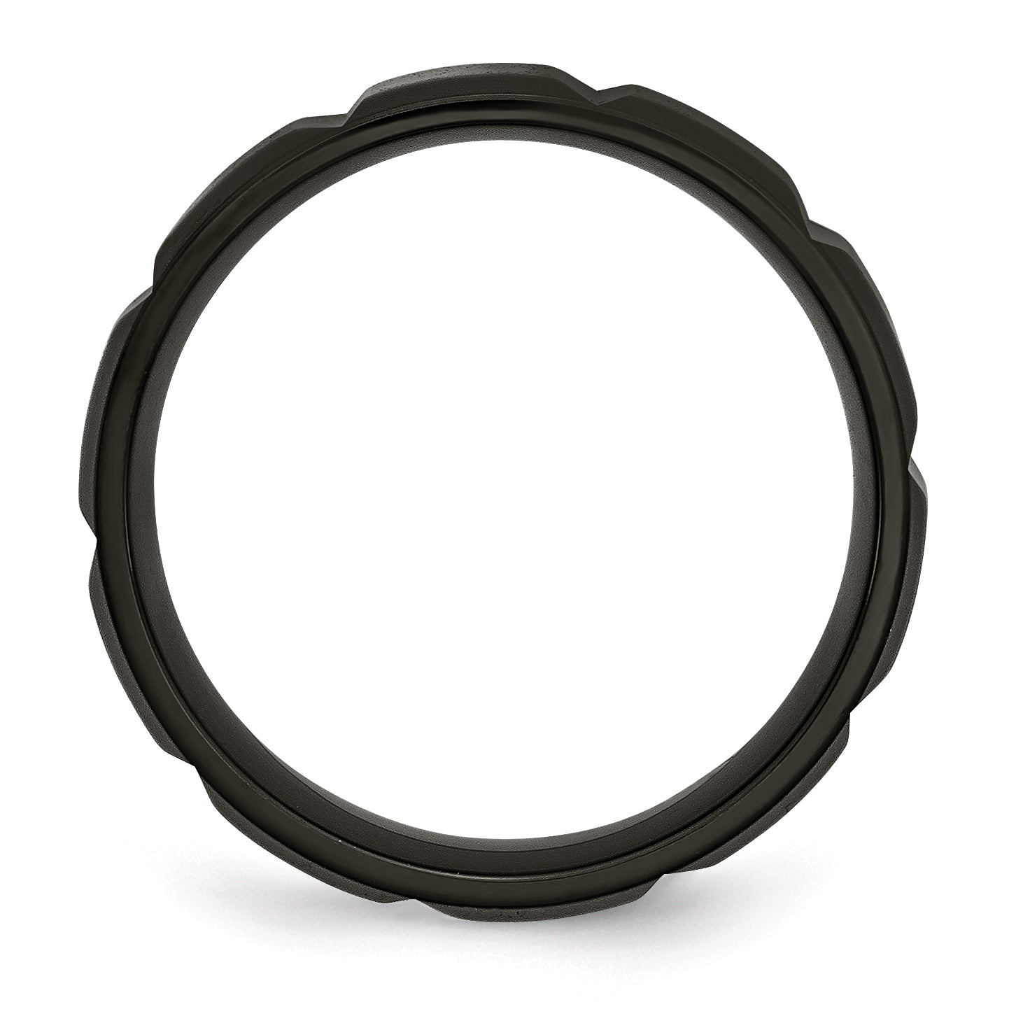 Titan Gebürstet und Poliert Schwarz Ip Beschichtet 8mm Gerillt Ring