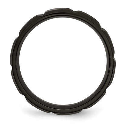 Titan Gebürstet und Poliert Schwarz Ip Beschichtet 8mm Gerillt Ring