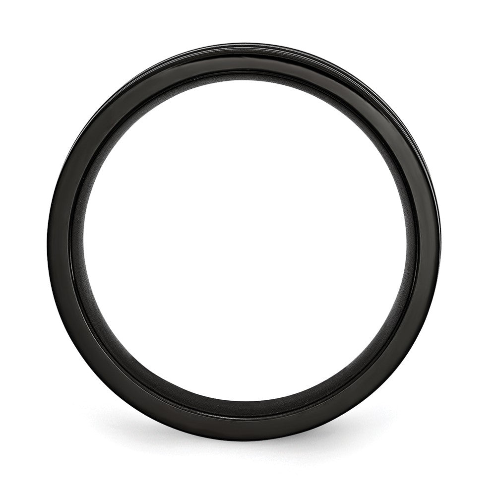 Titan Gerillt Schwarz Ip Beschichtet 6mm Gebürstet und Poliert Ring