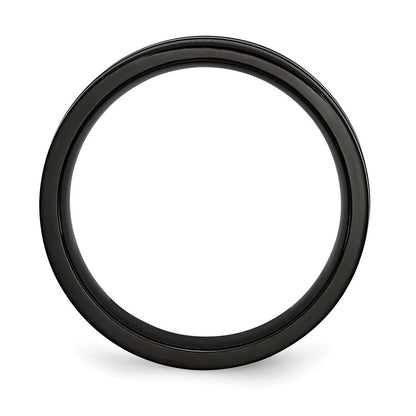 Titan Gerillt Schwarz Ip Beschichtet 6mm Gebürstet und Poliert Ring