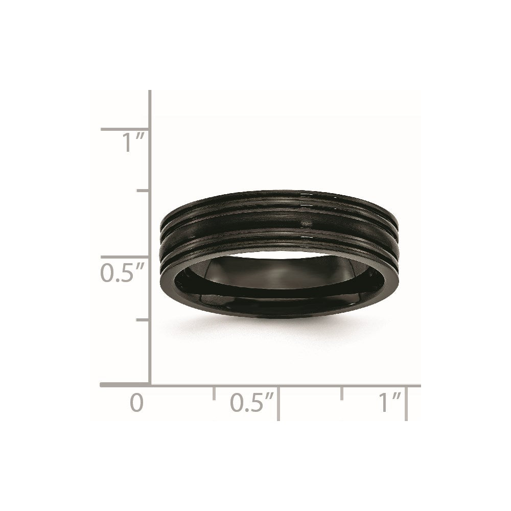 Titan Gerillt Schwarz Ip Beschichtet 6mm Gebürstet und Poliert Ring
